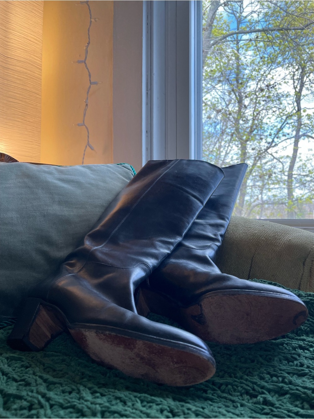 Calvin Klein Classifications Vintage Western Black Leather High Heel Boot Y2K - Picture 14 of 16